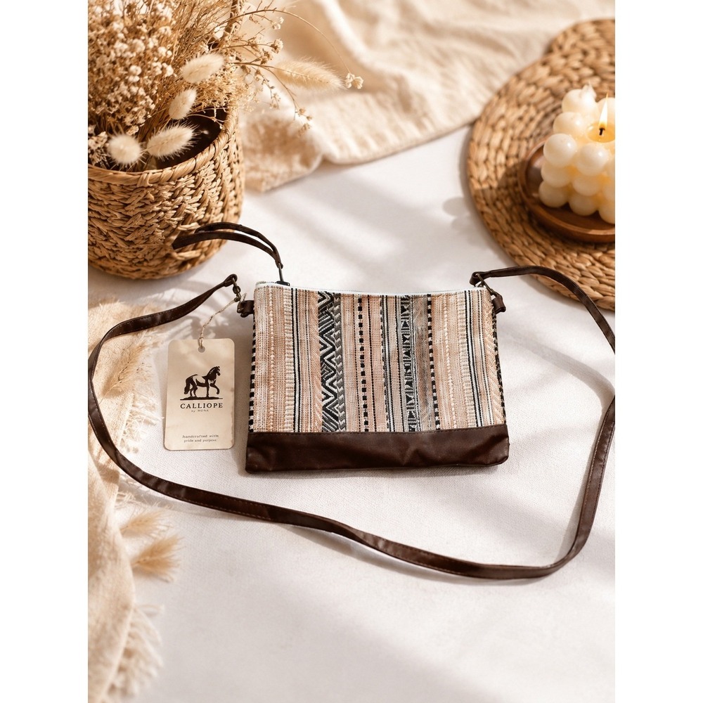 Calliope Woven Crossbody Bag Geometric Striped Vegan Handcrafted Oakland New